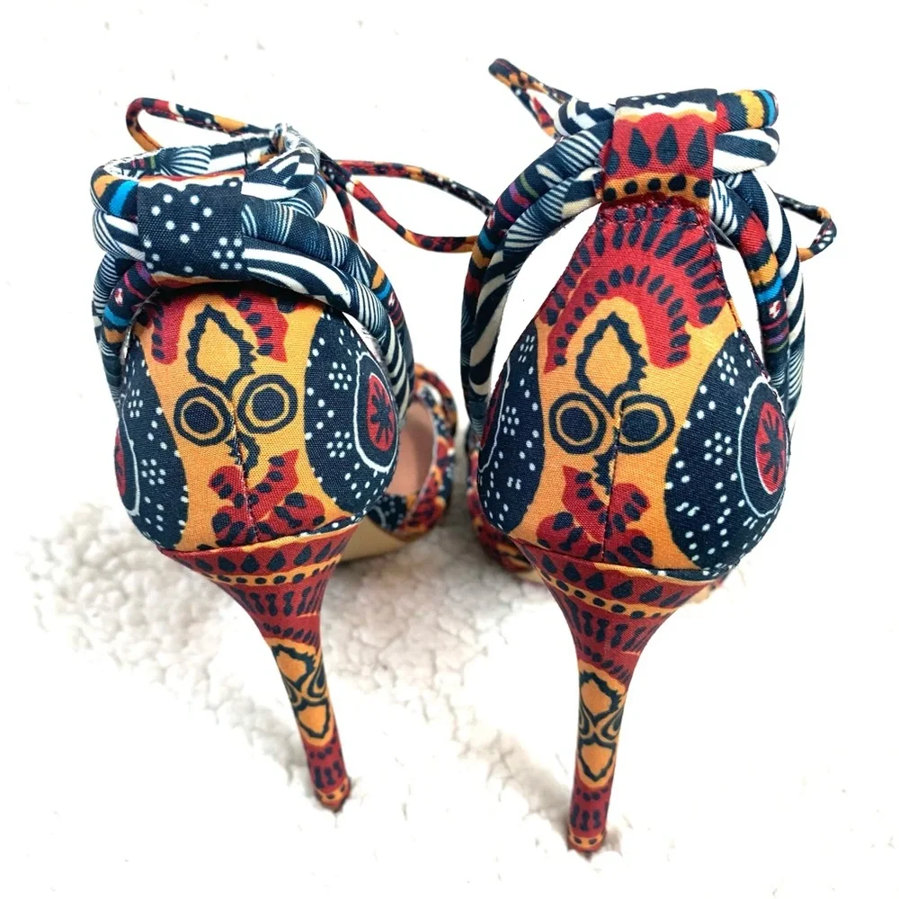 Gianni Bini Abbrie Print Ankle Tie Sandals - Picture 8 of 9